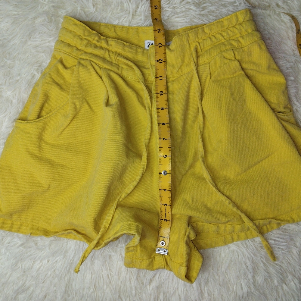 Zara Mustard Paperbag Shorts Size M - Picture 10 of 11